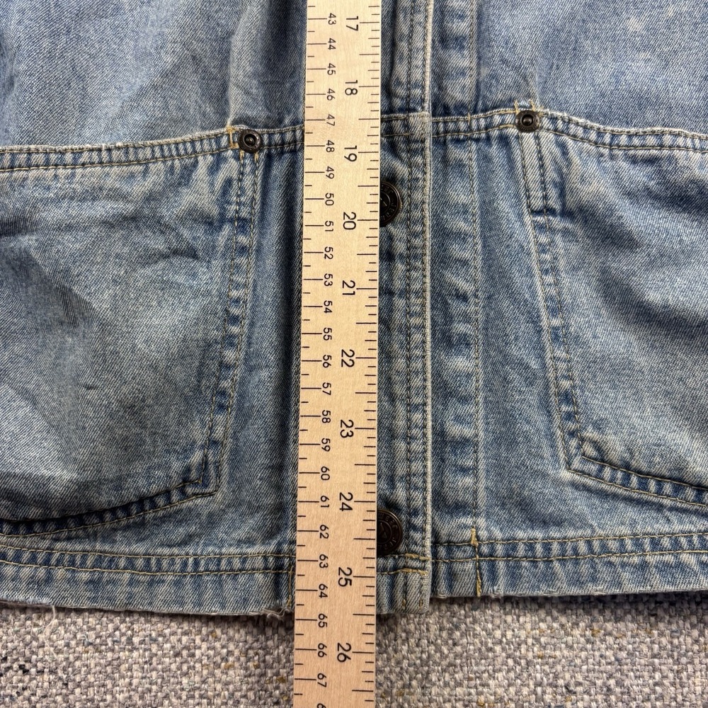 Vintage 90's Lizwear Denim Jacket M Embellished Removable Velvet Collar Buttons - Picture 5 of 7